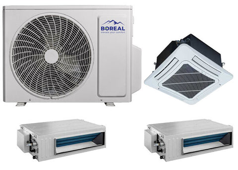 Boreal 30,000 BTU Tri Zone Ceiling Cassette/Slim Duct Mini Split System (18k, 9k, 9k) 208-230V Front View