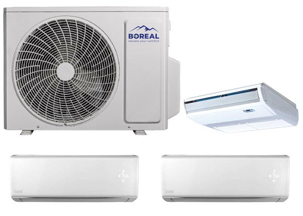 Boreal 30,000 BTU Tri Zone Wall Mounted/Universal Floor/Ceiling Mini Split System (18k, 9k, 9k) 208-230V Front View