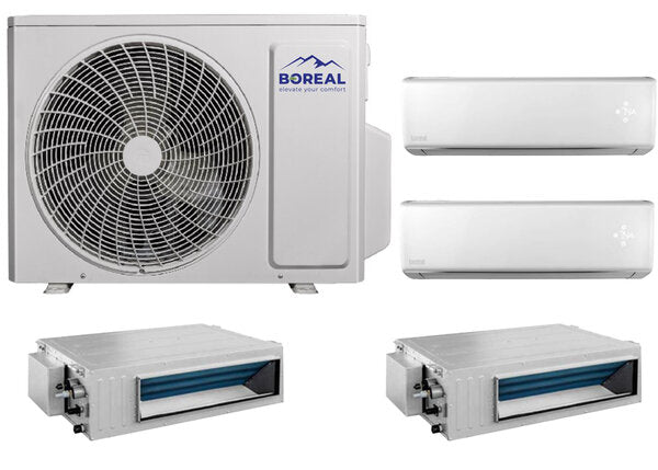Boreal 36,000 BTU 4-Zone Wall Mounted/Slim Duct Mini Split System (9k, 9k, 9k, 9k ) 208-230V Front View