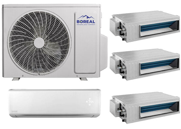 Boreal 36,000 BTU 4-Zone Wall Mounted/Slim Duct Mini Split System (9k, 9k, 9k, 9k) 208-230V Front View