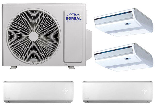 Boreal 36,000 BTU 4-Zone Wall Mounted/Universal Floor/Ceiling Mini Split System (9k, 9k, 9k, 9k ) 208-230V Front View
