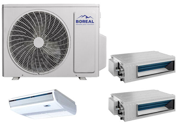 Boreal 36,000 BTU Tri Zone Universal Floor/Ceiling/Slim Duct Mini Split System (18k, 9k, 9k ) 208-230V Front View