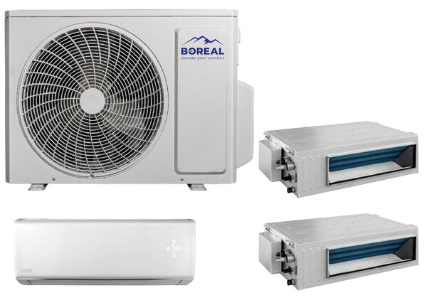 Boreal 36,000 BTU Tri Zone Wall Mounted/Slim Duct Mini Split System (12k, 12k, 12k ) 208-230V Front View
