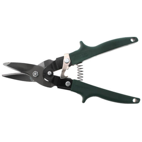 Malco M2002  Aviation Snips with Green Grip (Cuts Right) Front View