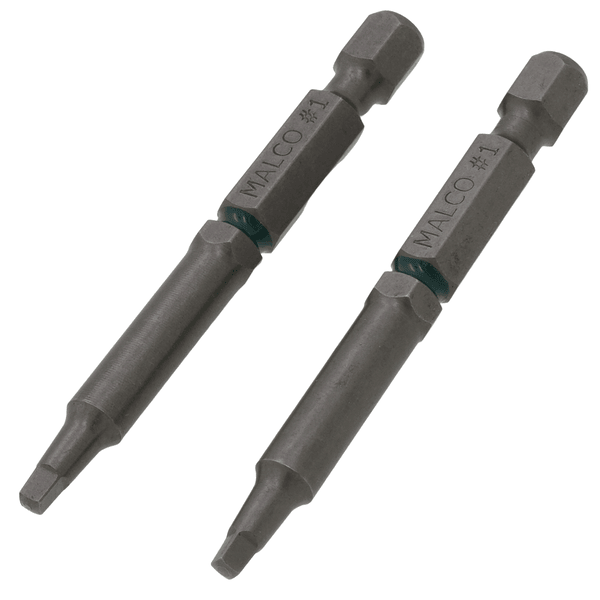 Malco  SDX1P 1/4" #1 Square Head Chuck Driver Insert Bit, 2-1/2" Long (Pack of 2) Front View