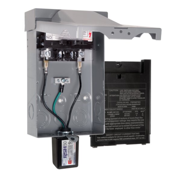 Rectorseal 96419 60A Non-Fused A/C Disconnect w/ Top Open and RSH-50 Surge Protective Device (120/240V) Side View