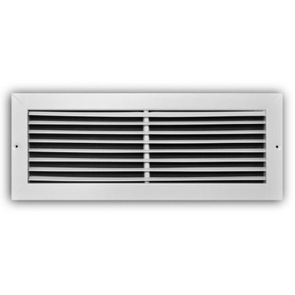 TRUaire 27018X06 18" x 6", 3/4" Fixed Bar, 15° Blade Pitch, Steel, Ceiling/Sidewall, White, Grille Front View View