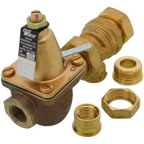 Taco 3492-050-BT1 1/2" Brass Combination Boiler Feed Valve & Backflow (NPT x NPT) Side View