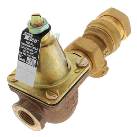 Taco 3493-075-BC1 3/4" Brass Combination Boiler Feed Valve & Backflow (Sweat x NPT) Side VIew