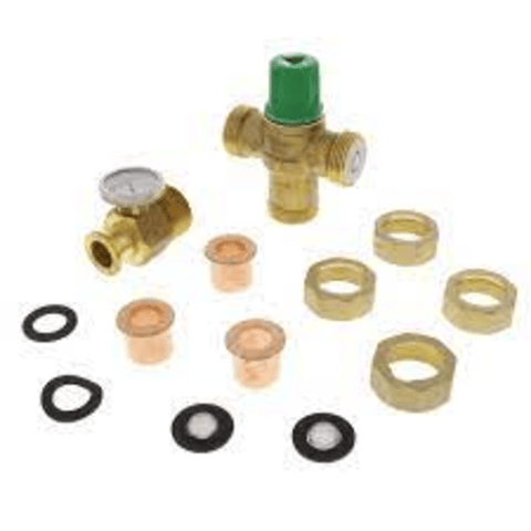 Taco 5003-C3-G 3/4" Sweat Union Mixing Valve w/ Gauge (Low Lead) Side View