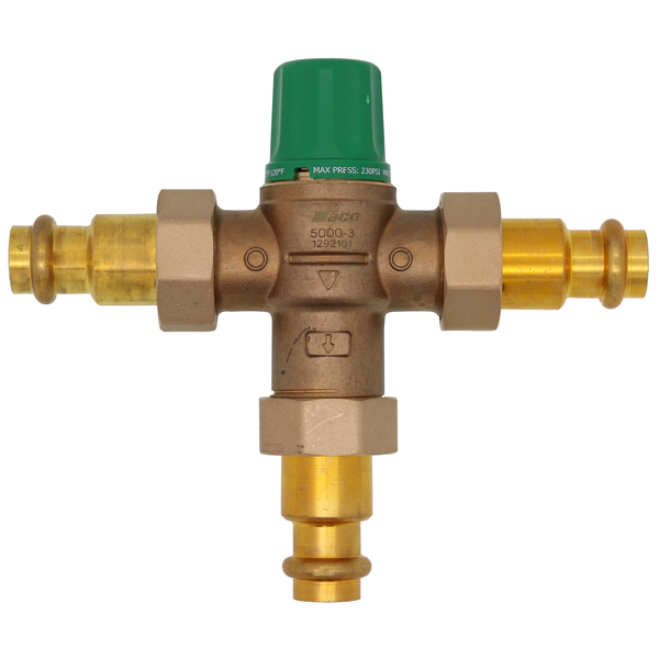 Taco 5003-H3-G 3/4" Press Mixing Valve w/ Gauge (Low Lead) Front View