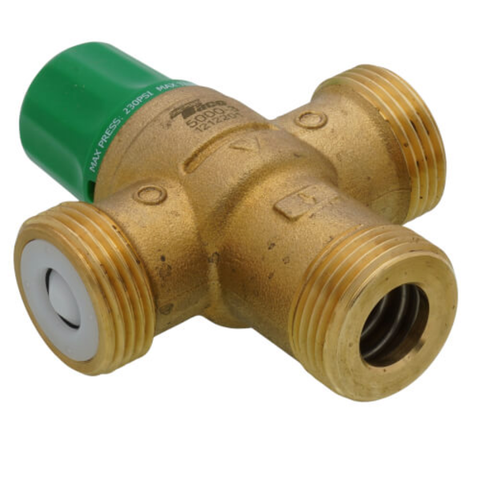 5003-P3-G 3/4" PEX Union Mixing Valve w/ Gauge (Low Lead) Side View