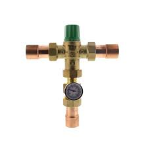 Taco  5004-C3-G 1" Sweat Union Mixing Valve w/ Gauge (Low Lead) Front View