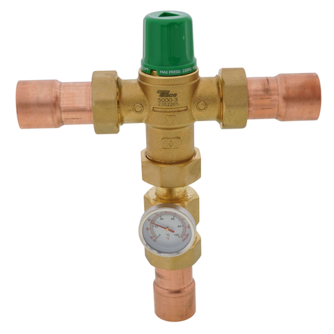 Taco 5004-HX-C3-G 1" Sweat Union Heating Only Mixing Valve w/ Gauge Front View