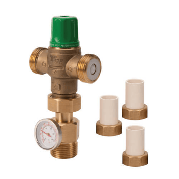 Taco 5122-B2-G 1/2" CPVC Union Mixing Valve w/ Gauge (Low Lead) Front View Front View