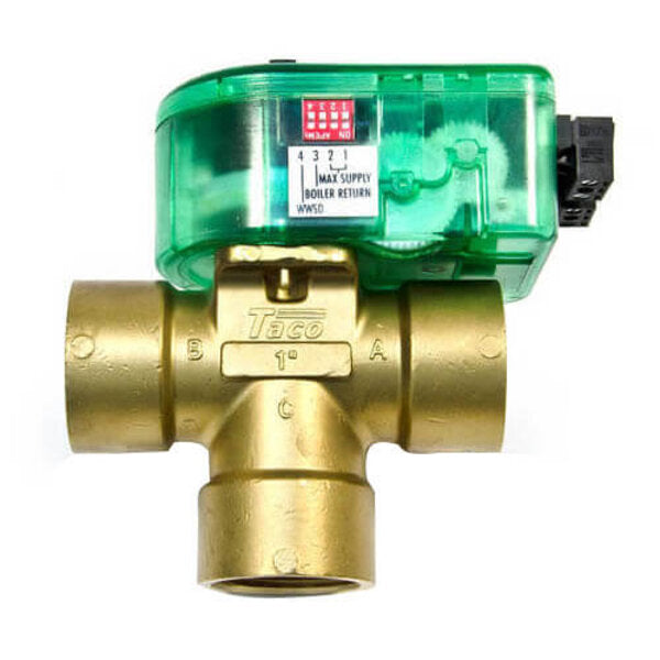 Taco I075C3R-1 3/4", 3 Way Outdoor Reset I-Series Mixing Valve w/ Sensor Side View