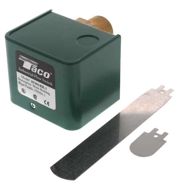 Taco IFS01BR-1 1" Brass Flow Switch w/ Rigid Paddles (Single Switch) Front View