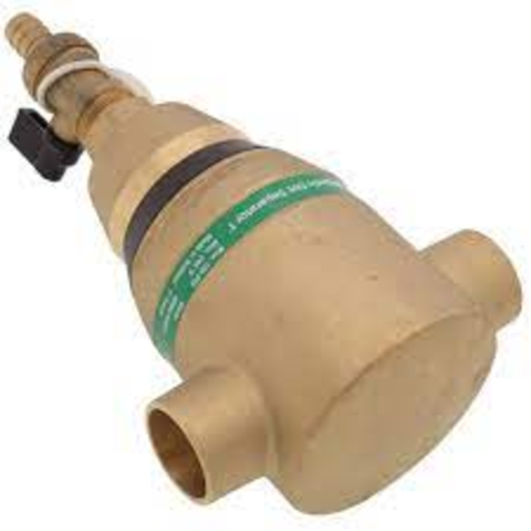 Taco 49MD-100C-2 1" Brass Series Magnetic Dirt Separator (Sweat) Back View