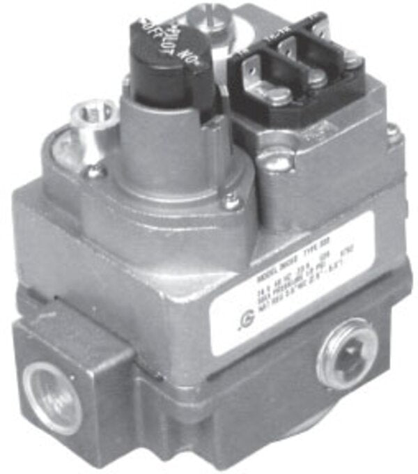 White-Rodgers 36C53-418 24v 3/4" X 3/4" Natural Gas Valve Thermocouple Actuated Line Interrupter, E.C.O. Terminals With Jumper Lead, Slow Opening, Reducer Bushings Side View