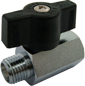 Mini ball valve with black nylon T-handle