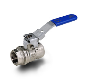 Full Port 2-way ball nickel plated valve with blue lockable handle