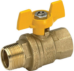 Full Port 2-way ball valve with yellow aluminum T-handle