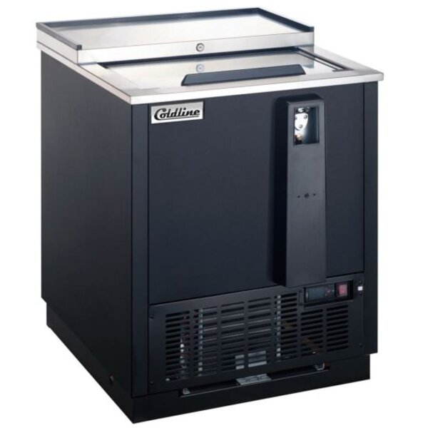 Coldline BBC-25 25" Horizontal Reach-In Black Bottle Cooler - 5 Cu. Ft. Side View