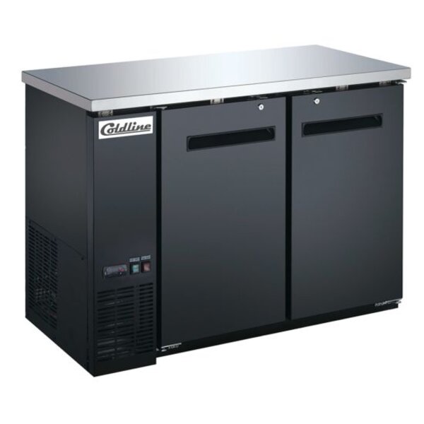 Coldline CBB-48 48" Swing Solid Door Back Bar Cooler, Black Side View