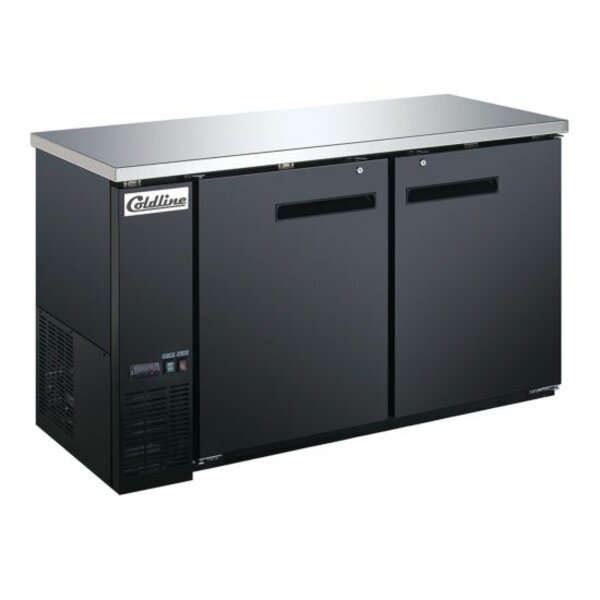 Coldline CBB-60 60" Swing Solid Door Back Bar Cooler, Black Side View