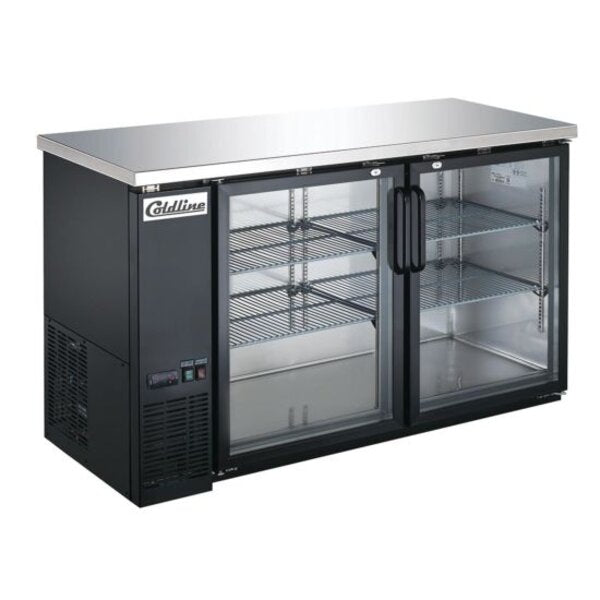 Coldline CBB-60G 60" Swing Glass Door Back Bar Cooler, Black Side View