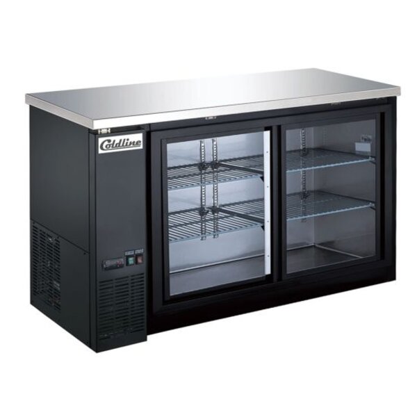 Coldline CBB-60G-SL 60" Sliding Glass Door Back Bar Cooler, Black Side View