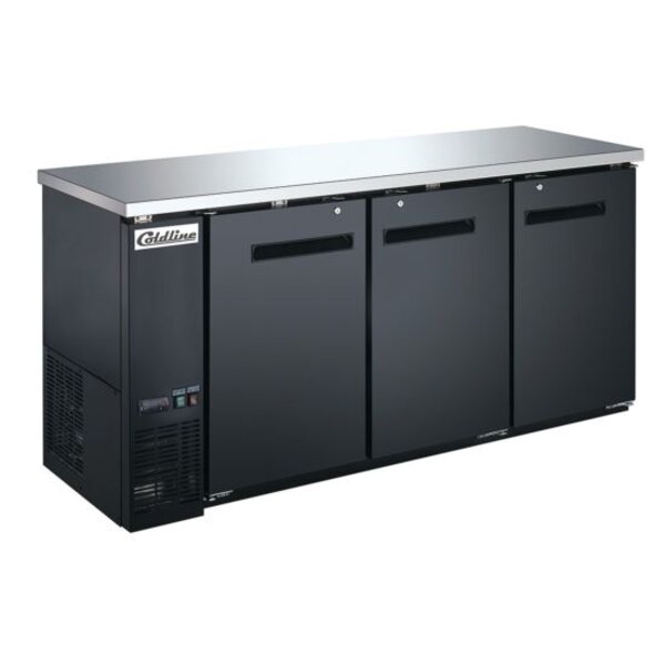 Coldline CBB-72 72" Swing Solid Door Back Bar Cooler, Black Side View