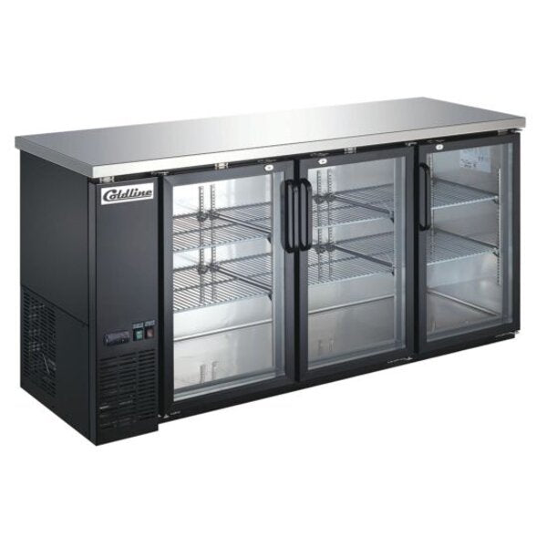Coldline CBB-72G 72" Swing Glass Door Back Bar Cooler, Black Side View