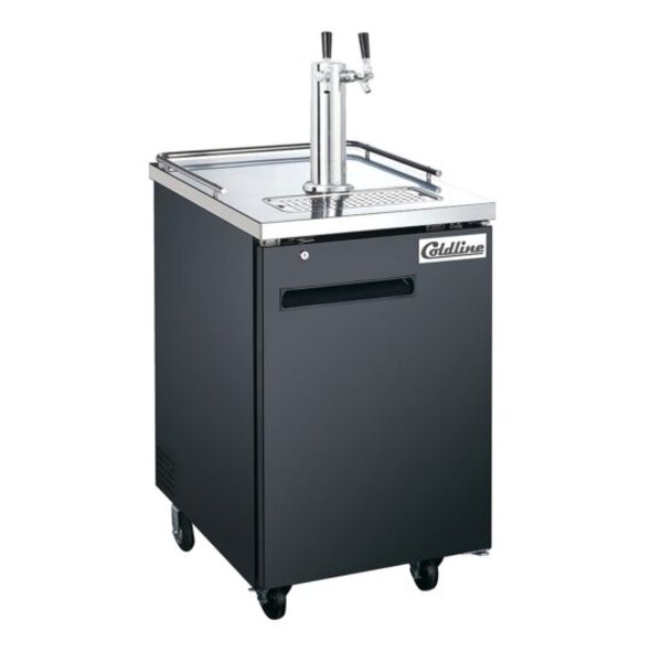Coldline CDD-1 24" Black 2 Tap Refrigerated Direct Draw Beer Dispenser Side View