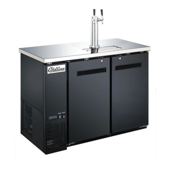 Coldline CDD-48 8" Black 2 Tap Refrigerated Direct Draw Beer Dispenser Side View