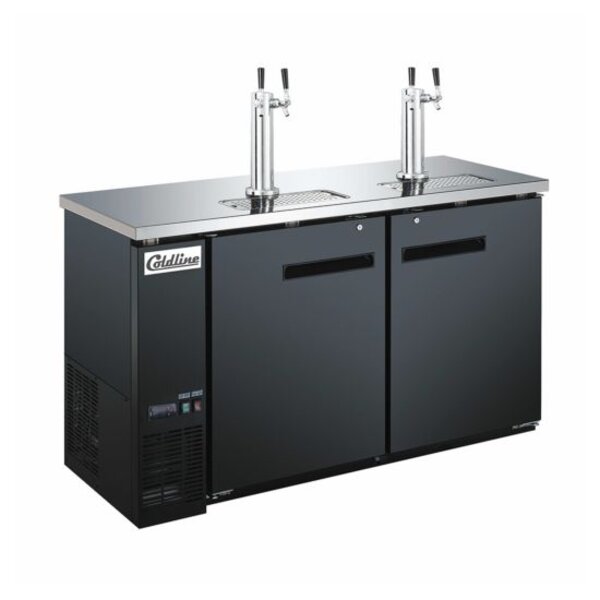 Coldline CDD-60 60" Black 4 Tap Refrigerated Direct Draw Beer Dispenser Side View