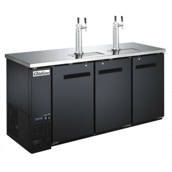 Coldline CDD-72 72" Black 4 Tap Refrigerated Direct Draw Beer Dispenser Side View