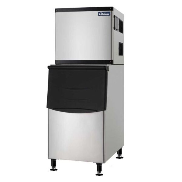 Coldline ICE400M-HA 22" 400 lb. Ice Machine, Air Cooled, Half Cube, Modular with Bin Side View
