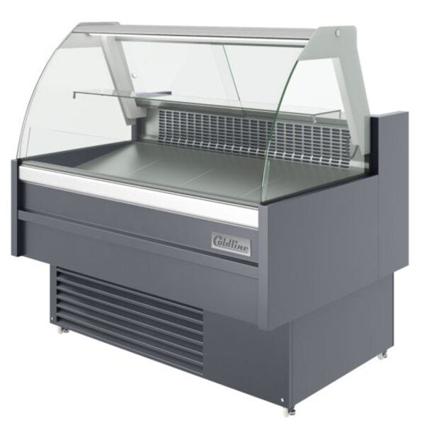 Coldline SDC48 48" Refrigerated Curved Glass Meat Deli Case with Rear Storage Side View