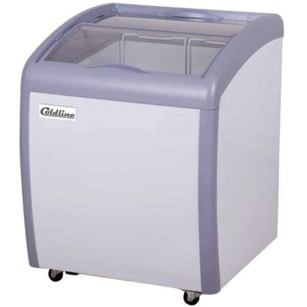 Coldline XS160 26" Curved Glass Top Ice Cream Freezer with LED | 6 Cu. Ft. Side View