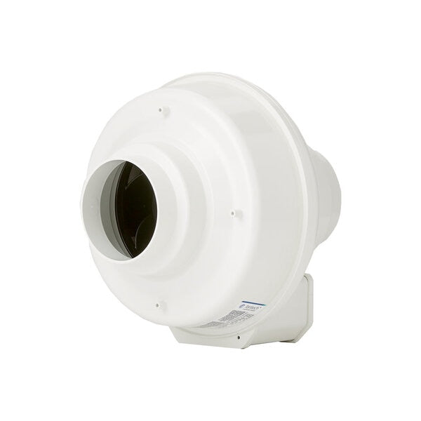 Fantech FR100 4" Inline Centrifugal Fan - Resin Housing Side View