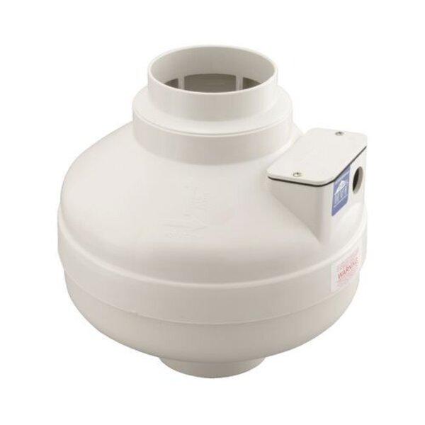 Fantech FR110 4" Inline Centrifugal Fan - Resin Housing Side View