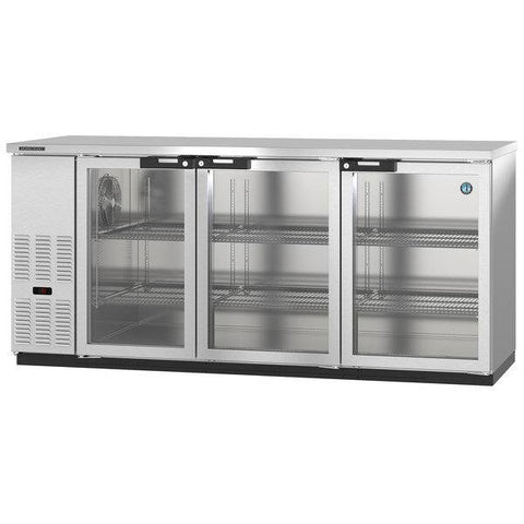 Hoshizaki Stainless Steel Back Bar Refrigerator, Three Section Glass Doors, View on the Right