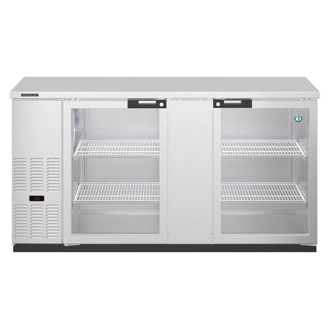 Hoshizaki HBB-3G-LD-69-S Stainless Steel Back Bar Refrigerator, Two Section Glass Doors, 115V