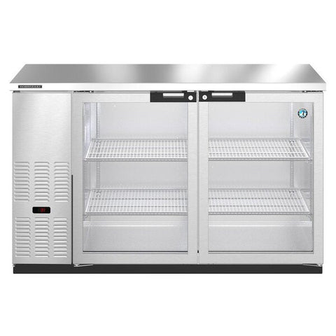 Hoshizaki HBB-2G-LD-59-S Stainless Steel Back Bar Refrigerator, Two Section Glass Doors, 115V