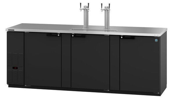 Hoshizaki Three Section Refrigerator Black Vinyl Double Tap Kegerator, View on the Right
