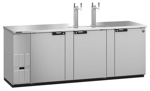 Hoshizaki Three Section Refrigerator Stainless Steel Double Tap Kegerator, View on the Left