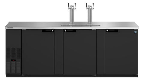 Hoshizaki Three Section Refrigerator Black Vinyl Double Tap Kegerator, Front View