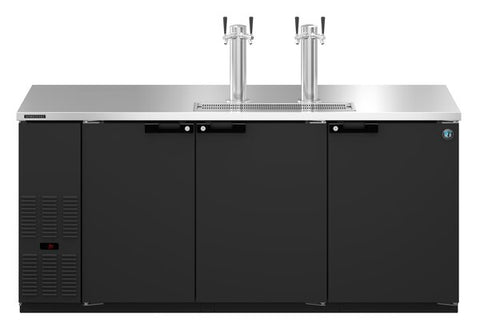 Hoshizaki Three Section Refrigerator Black Vinyl Double Tap Kegerator, Front View
