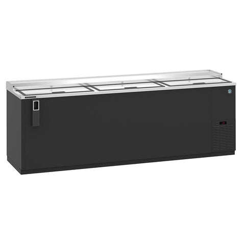 Hoshizaki 95" Horizontal Refrigerator, Three Section Black Vinyl Bottle Cooler, View on the Left
